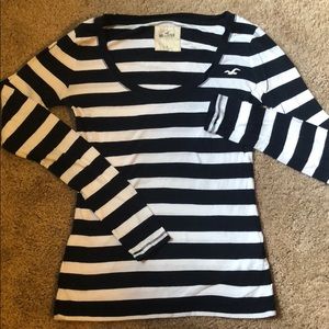 Hollister long sleeve black and white striped tee